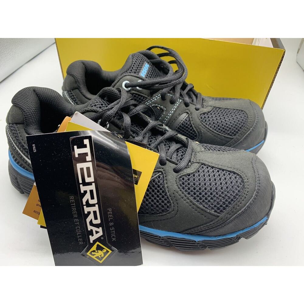 Women's Terra Pacer 2.0 Composite Safety Toe Work Black Blue‎ Shoes Size 6.5 NEW